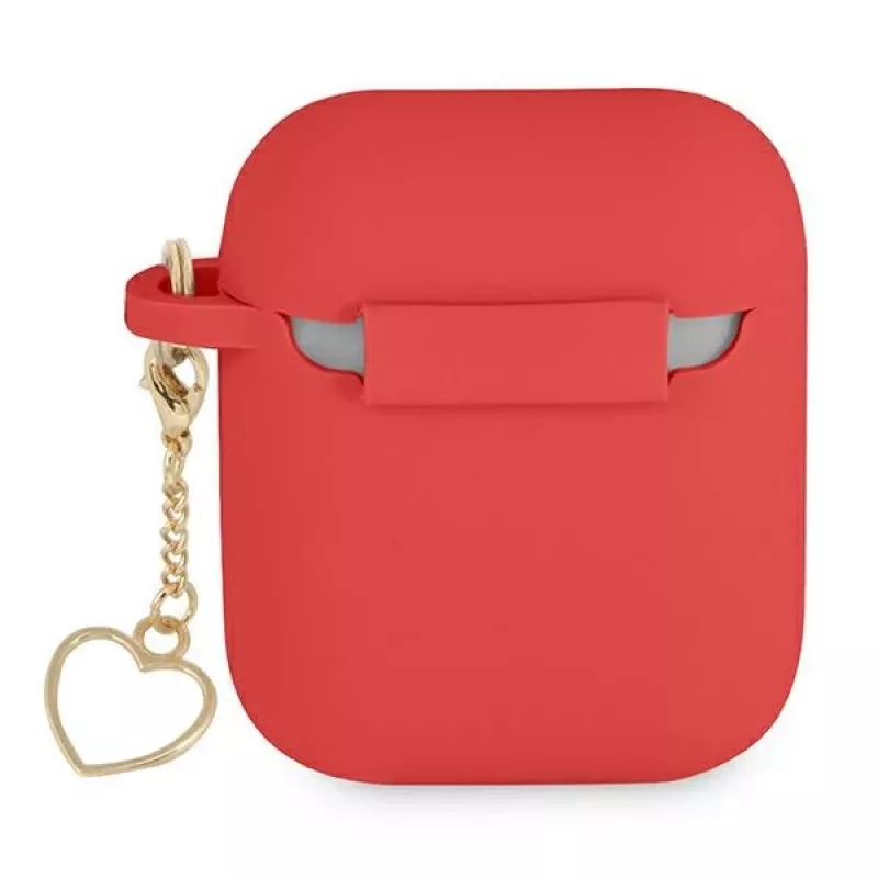GUESS GUA2LSCHSR AirPods 1/2 Hülle Rot Silikon Charm Heart Collection