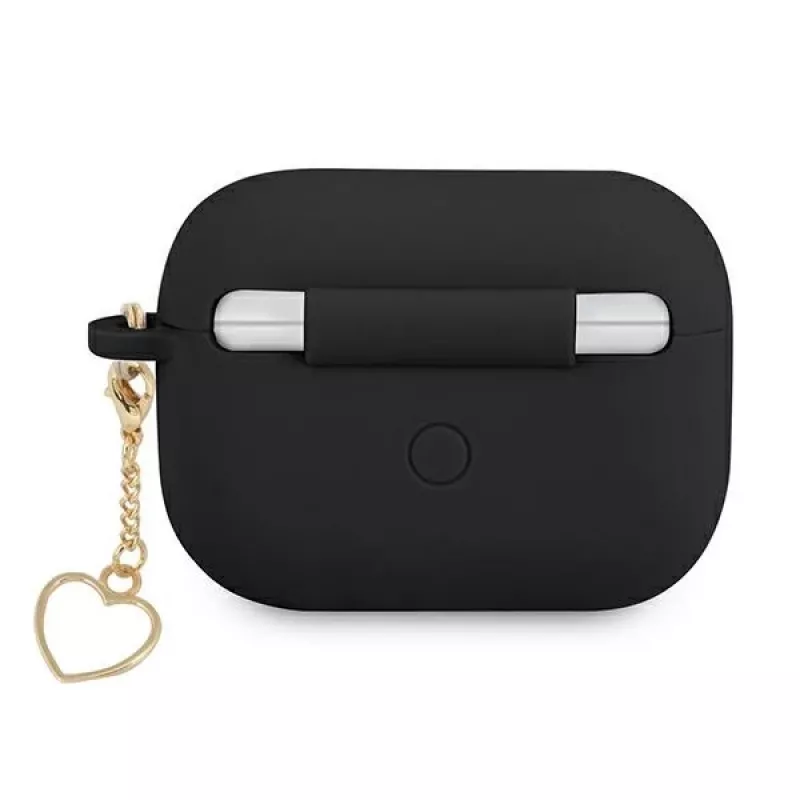 GUESS GUAPLSCHSK AirPods Pro Hülle Schwarz Silikon Charm Heart Collection