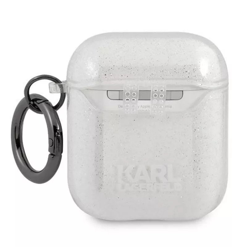 Karl Lagerfeld KLA2UKHGS AirPods 1/2 Hülle Silber Glitzer Karl's Head