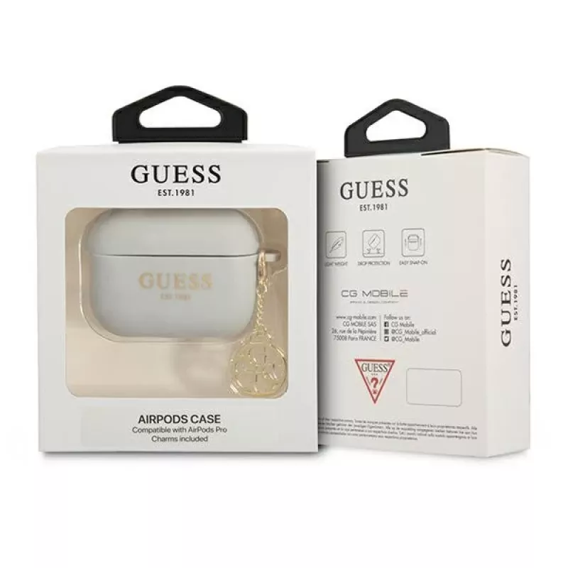 Guess GUAPLSC4EG AirPods Pro Hülle Grau Silikon Charm 4G Kollektion