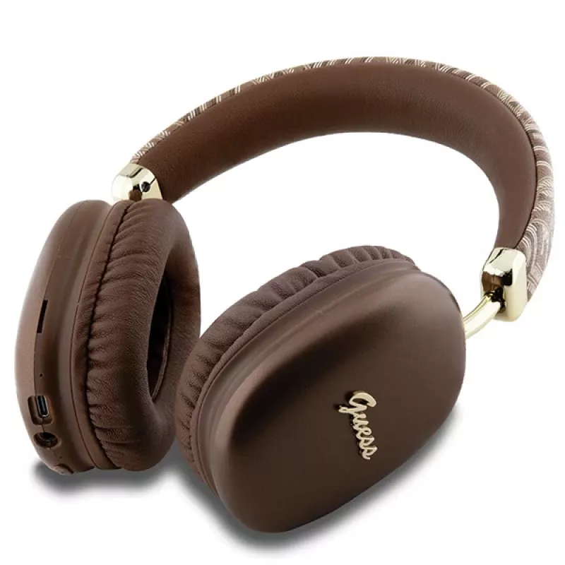 GUESS GUE003639 Gcube Metallic Script Logo On-Ear Bluetooth-Kopfhörer Braun