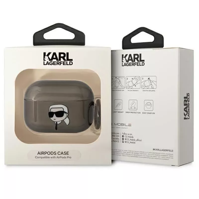 Karl Lagerfeld KLAPHNIKTCK AirPods Pro Hülle Schwarz Karl Head