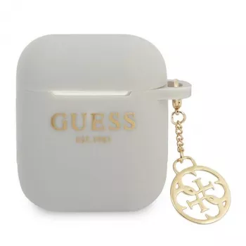 Guess GUA2LSC4EG AirPods 1/2 Hülle Grau Silikon Anhänger 4G Kollektion