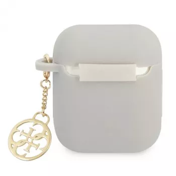 Guess GUA2LSC4EG AirPods 1/2 Hülle Grau Silikon Anhänger 4G Kollektion