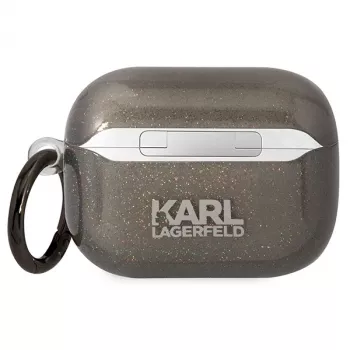 Karl Lagerfeld KLAPHNKCTGK AirPods Pro Hülle Glitter Karl & Choupette Schwarz