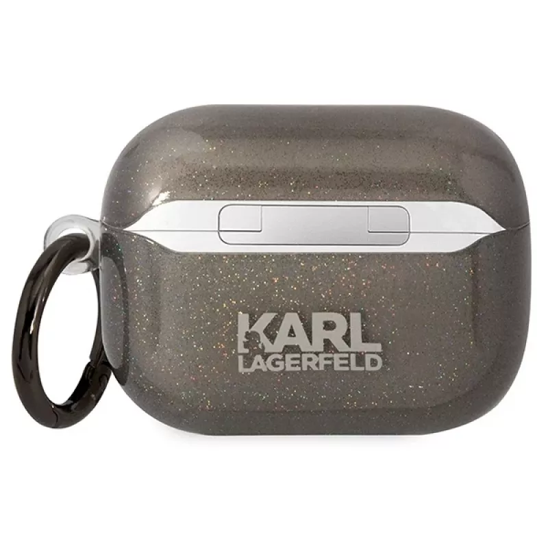 Karl Lagerfeld KLAPHNKCTGK AirPods Pro Hülle Glitter Karl & Choupette Schwarz