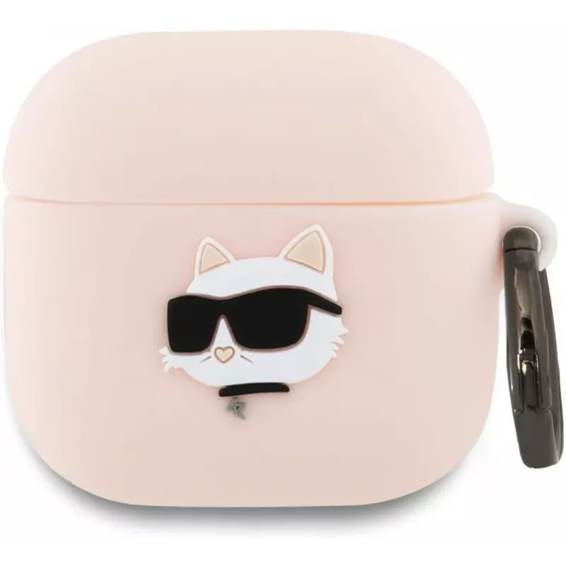 Karl Lagerfeld Silikon Choupette Kopf 3D Hülle für AirPods 4 - Pink