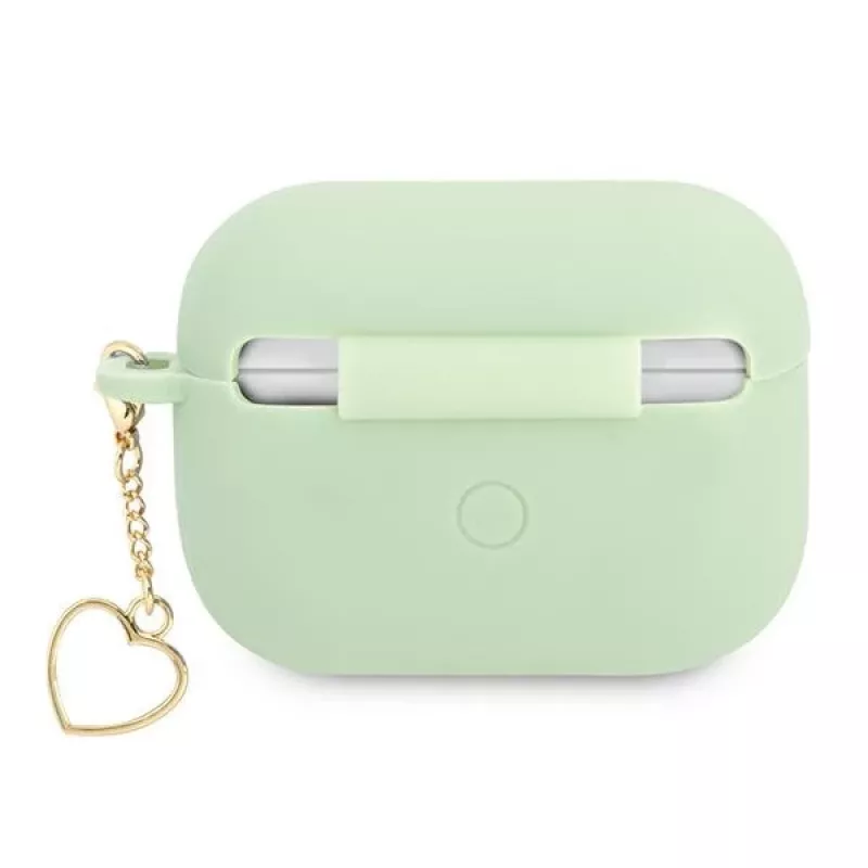 GUESS GUAPLSCHSN AirPods Pro Hülle Grün Silikon Charm Heart Collection