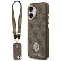 GUESS 4G Strass Logo & Big Strap Metal Buttons MagSafe Hülle für iPhone 17 - Braun