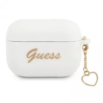 Guess GUAPLSCHSH AirPods Pro Hülle Weiß Silikon Charm Heart Collection