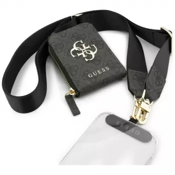 GUESS 4G Metal Logo Universal Crossbody Phone Strap Small Purse Schwarz