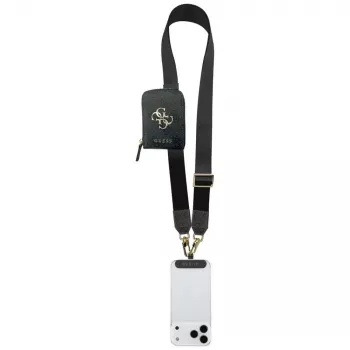 GUESS 4G Metal Logo Universal Crossbody Phone Strap Small Purse Schwarz