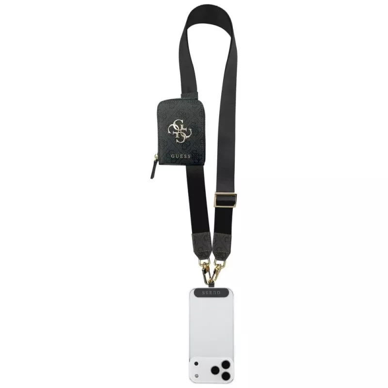 GUESS 4G Metal Logo Universal Crossbody Phone Strap Small Purse Schwarz