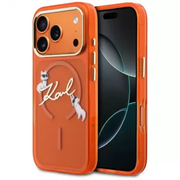 Karl Lagerfeld IML Choupettes Karl Script Logo MagSafe-Hülle für iPhone 17 Pro - Orange