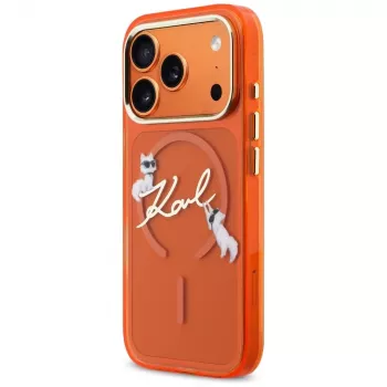 Karl Lagerfeld IML Choupettes Karl Script Logo MagSafe-Hülle für iPhone 17 Pro - Orange