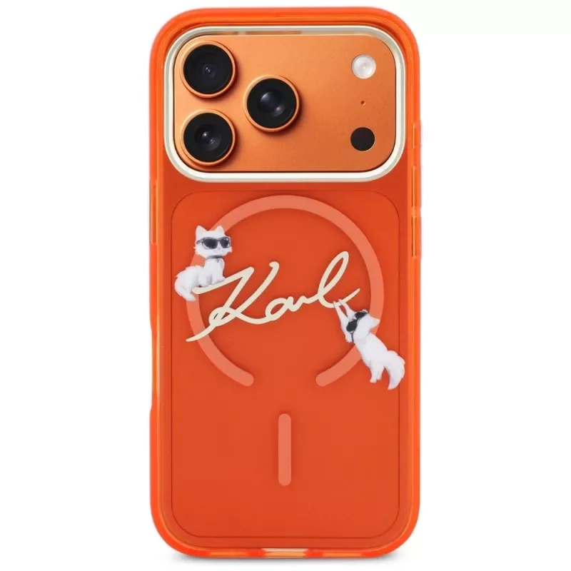 Karl Lagerfeld IML Choupettes Karl Script Logo MagSafe-Hülle für iPhone 17 Pro - Orange