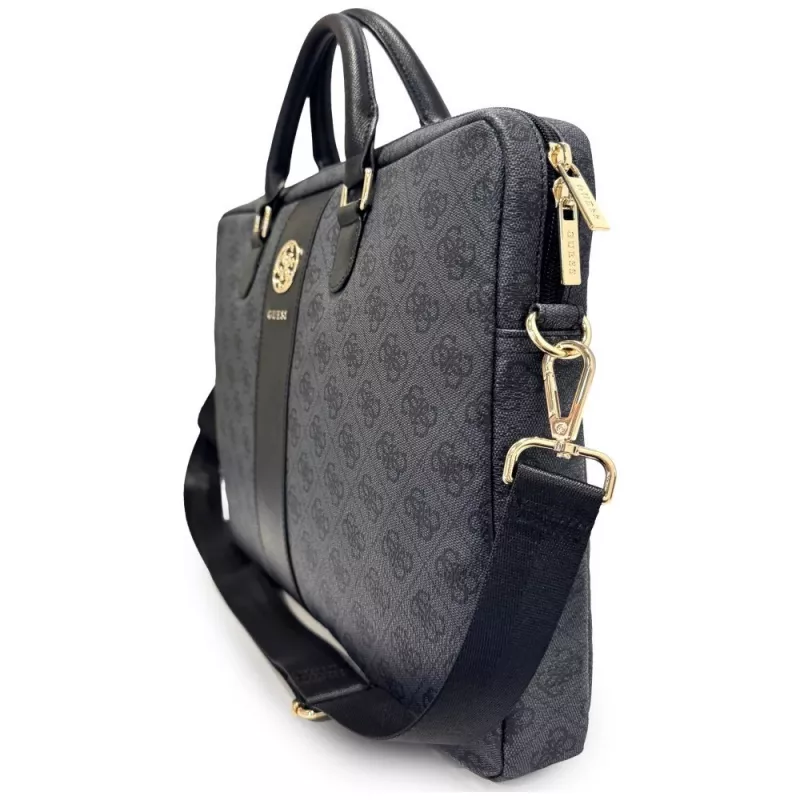 GUESS 4G Round & Classic Logos Stripe 16 Zoll Laptoptasche Schwarz