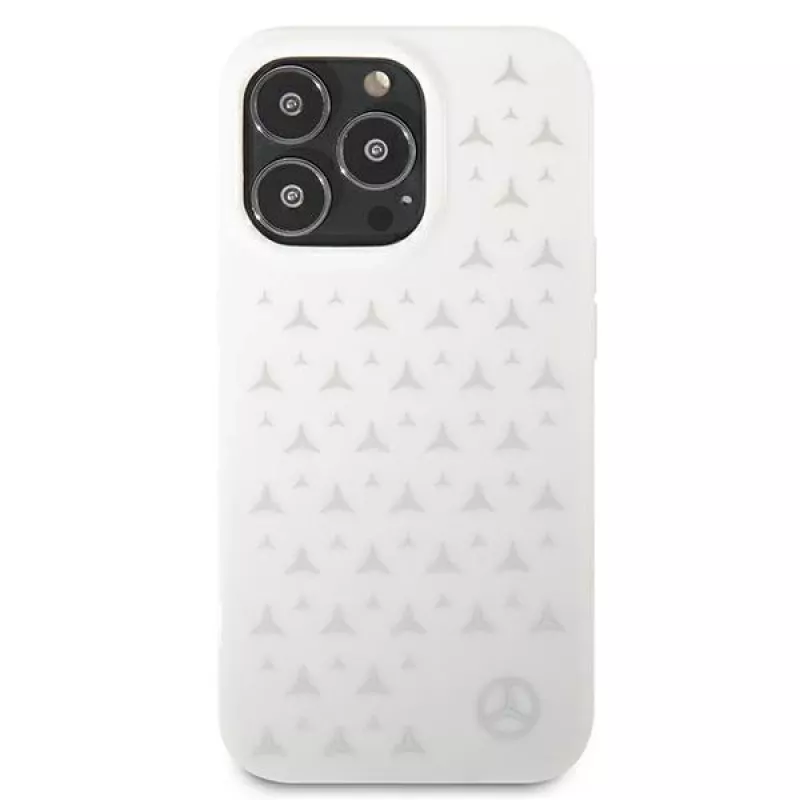 Mercedes-Benz MEHCP13LESPWH iPhone 13 Pro / 13 Hardcase Silbernes Sterne-Muster Weiß