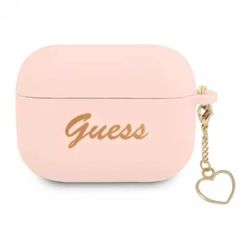 GUESS AirPods Pro Hülle Pink Silikon Charm Heart Collection