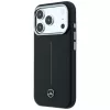 Mercedes Leder Semi Wrap Iconic Line MagSafe Hülle für iPhone 18 Pro Max / 17 Pro Max - Schwarz