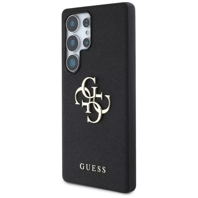 GUESS Grained Big 4G Logo Small Classic Logo Hülle für Samsung Galaxy S25 Ultra - Schwarz