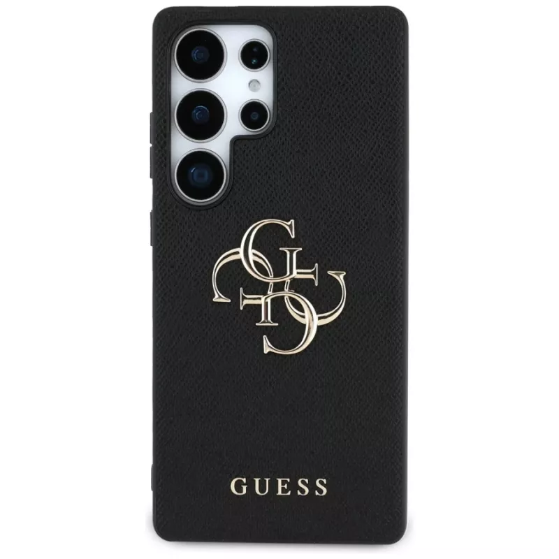 GUESS Grained Big 4G Logo Small Classic Logo Hülle für Samsung Galaxy S25 Ultra - Schwarz