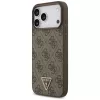 GUESS Leder 4G Triangle Strass MagSafe Hülle für iPhone 18 Pro Max / 17 Pro Max - Braun
