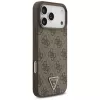 GUESS Leder 4G Triangle Strass MagSafe Hülle für iPhone 18 Pro Max / 17 Pro Max - Braun