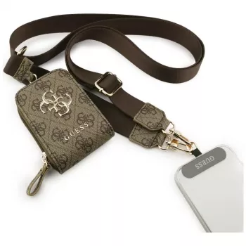Guess 4G Metal Logo Universal Crossbody Phone Strap Small Purse - Braun
