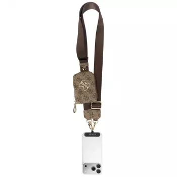 Guess 4G Metal Logo Universal Crossbody Phone Strap Small Purse - Braun