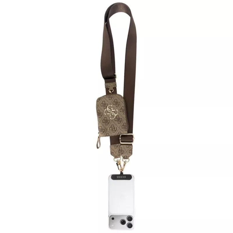 Guess 4G Metal Logo Universal Crossbody Phone Strap Small Purse - Braun
