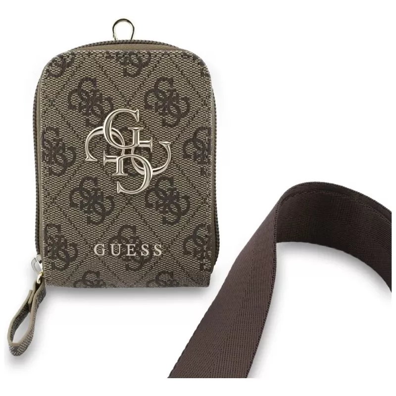 Guess 4G Metal Logo Universal Crossbody Phone Strap Small Purse - Braun