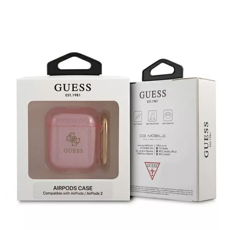 GUESS Glitter Collection Schutzhülle für Apple AirPods 1/2 - Pink