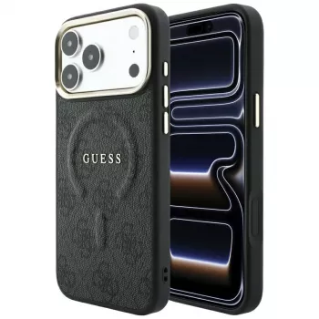 GUESS Embossed 4G Classic MagSafe Hülle für iPhone 17 Pro Max / 18 Pro Max - Schwarz