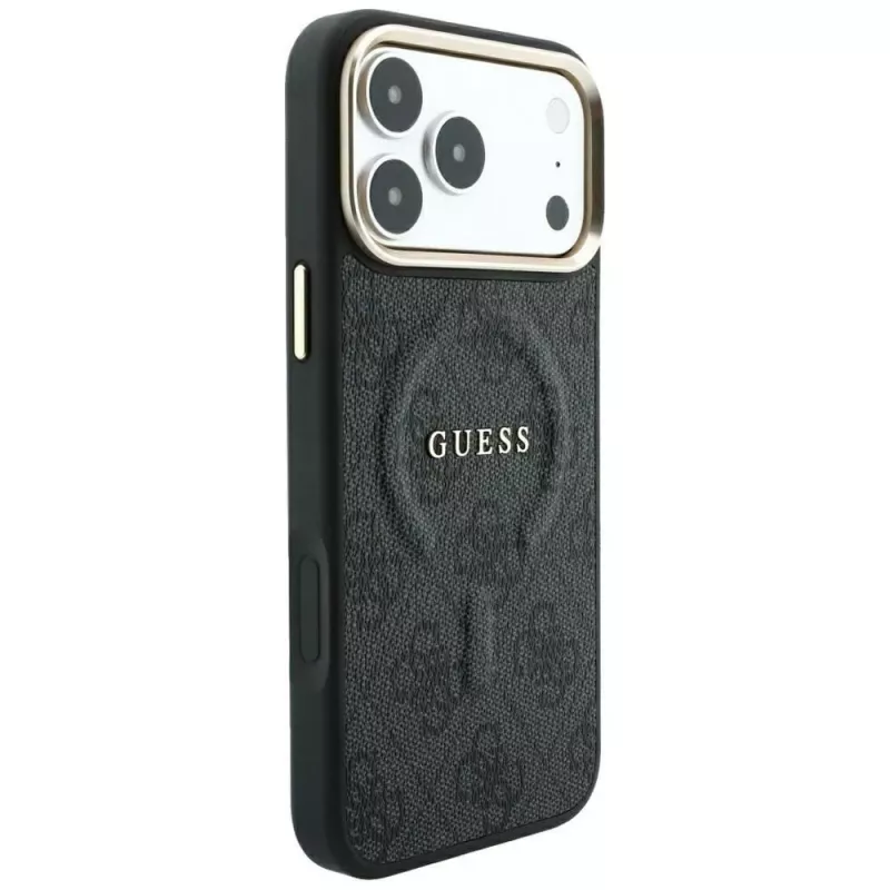 GUESS Embossed 4G Classic MagSafe Hülle für iPhone 17 Pro Max / 18 Pro Max - Schwarz