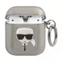 Karl Lagerfeld KLA2UKHGK AirPods 1/2 Hülle Schwarz Glitzer Karl's Kopf