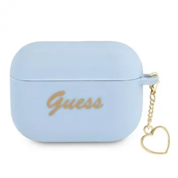Guess GUAPLSCHSB AirPods Pro Hülle Blau Silikon Charm Heart Collection