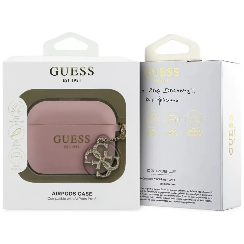 GUESS Silikon 4G Charm Case für AirPods Pro 3, Pink