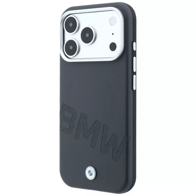 BMW Sign Inclined Deboss Letters MagSafe Hülle für iPhone 18 Pro / 17 Pro - Grau