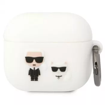 Karl Lagerfeld KLACA3SILKCW AirPods 3 Hülle Weiß Silikon Karl & Choupette