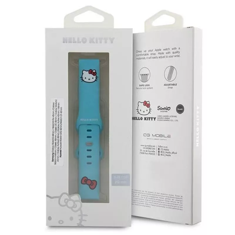Hello Kitty universelles Silikonarmband HKUWMSCHBLB, Kitty Head, Blau, 20mm