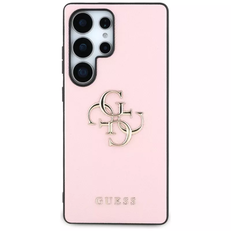 GUESS Grained Big 4G Logo Small Classic Logo Hülle für Samsung Galaxy S25 Ultra - Pink