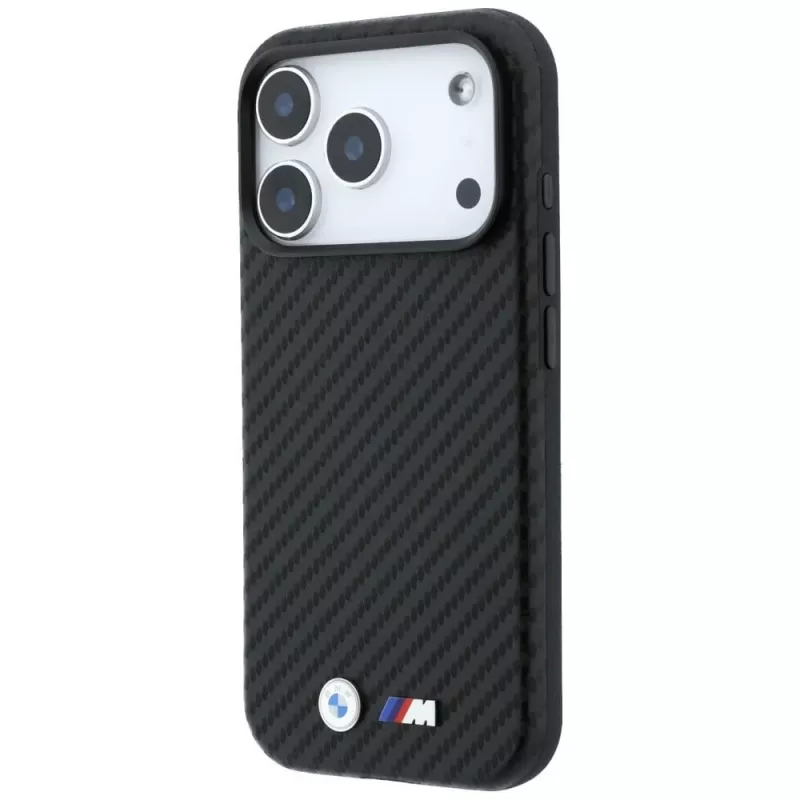 BMW M Carbon Metal Logo MagSafe Hülle für iPhone 18 Pro Max / 17 Pro Max - Schwarz