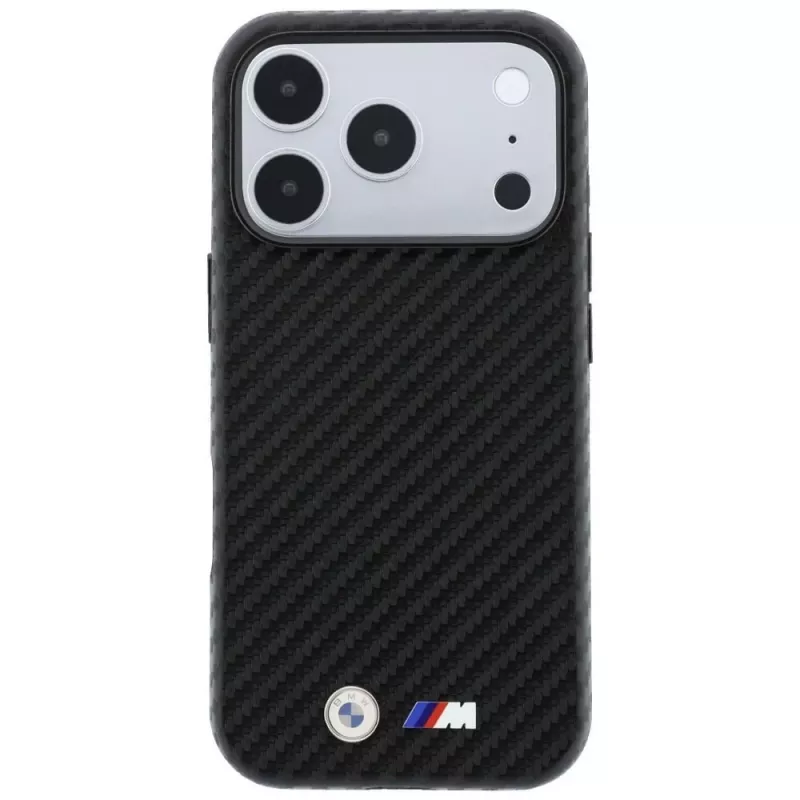 BMW M Carbon Metal Logo MagSafe Hülle für iPhone 18 Pro Max / 17 Pro Max - Schwarz
