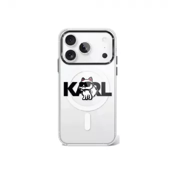 Karl Lagerfeld IML Choupette Sketch Logo MagSafe Hülle für iPhone 17 Pro - Transparent