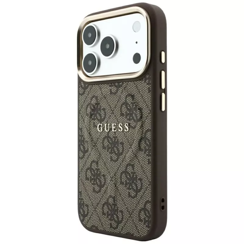 GUESS Embossed 4G Classic MagSafe Hülle für iPhone 17 Pro Max / 18 Pro Max - Braun
