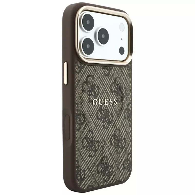 GUESS Embossed 4G Classic MagSafe Hülle für iPhone 17 Pro Max / 18 Pro Max - Braun