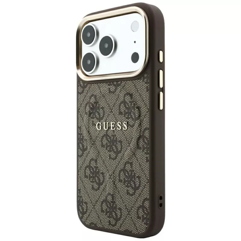 GUESS Embossed 4G Classic MagSafe Hülle für iPhone 17 Pro / 18 Pro - Braun