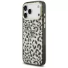 GUESS IML Leopard Glitter Triangle Logo MagSafe-Hülle für iPhone 18 Pro Max / 17 Pro Max - Schwarz