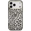 GUESS IML Leopard Glitter Triangle Logo MagSafe-Hülle für iPhone 18 Pro Max / 17 Pro Max - Schwarz